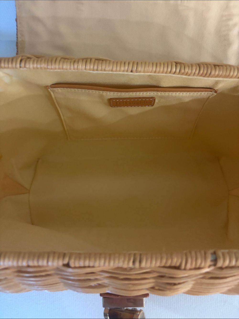 J. McLaughlin Woven Satchel in Natural Tan with Bamboo Handle - Picture 11 of 12